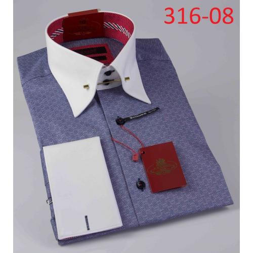 Axxess Blue Grey / White Pinstripes Modern Fit Cotton Dress Shirt 316-08